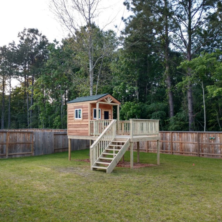 backyard with small house